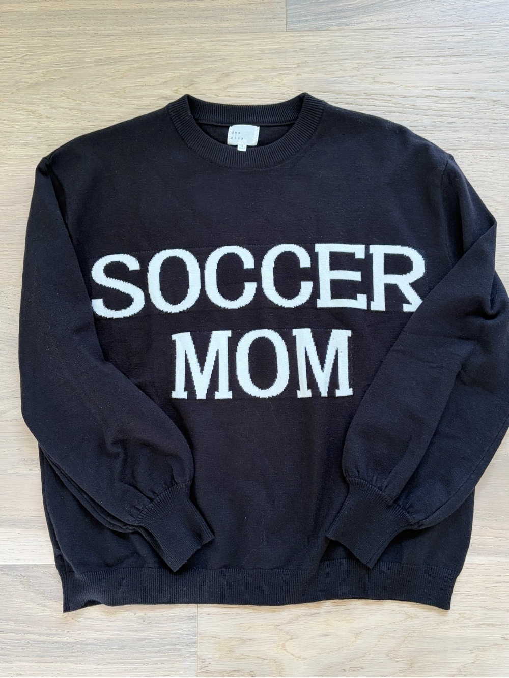 Vici Black Knit 'Soccer Mom' Sweater with White Lettering